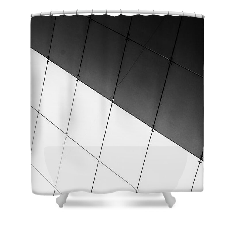 Monochrome Shower Curtain featuring the photograph Monochrome Building Abstract 3 by John Williams