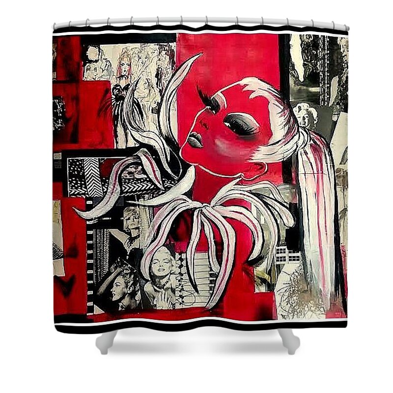 Abstract Shower Curtain featuring the painting Monroe and Bardot collage by Patricia Rachidi