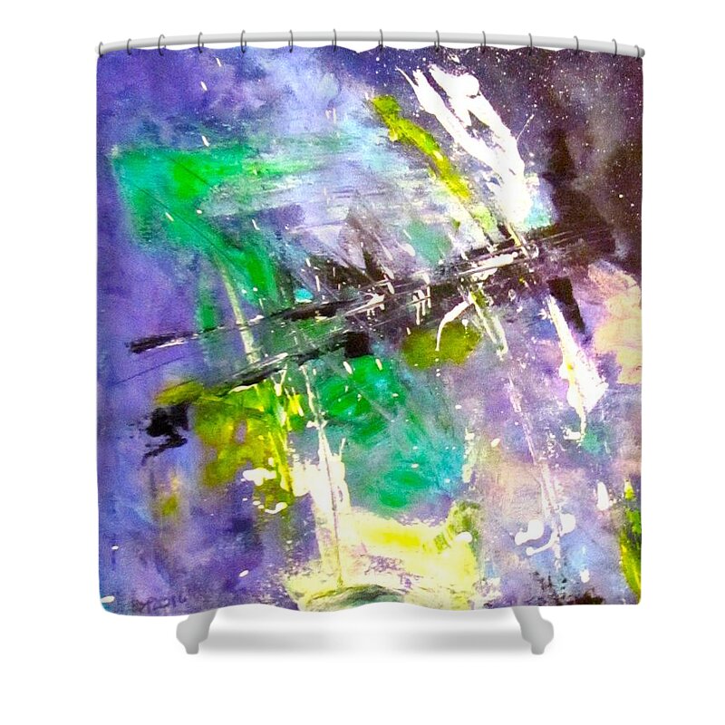 Abstract Shower Curtain featuring the painting Monsoon by Barbara O'Toole