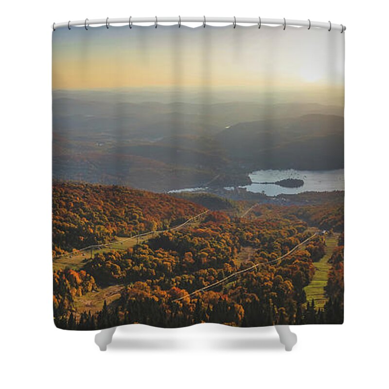 Aerial Shower Curtain featuring the photograph Mont Tremblant Summit Panorama by Andy Konieczny