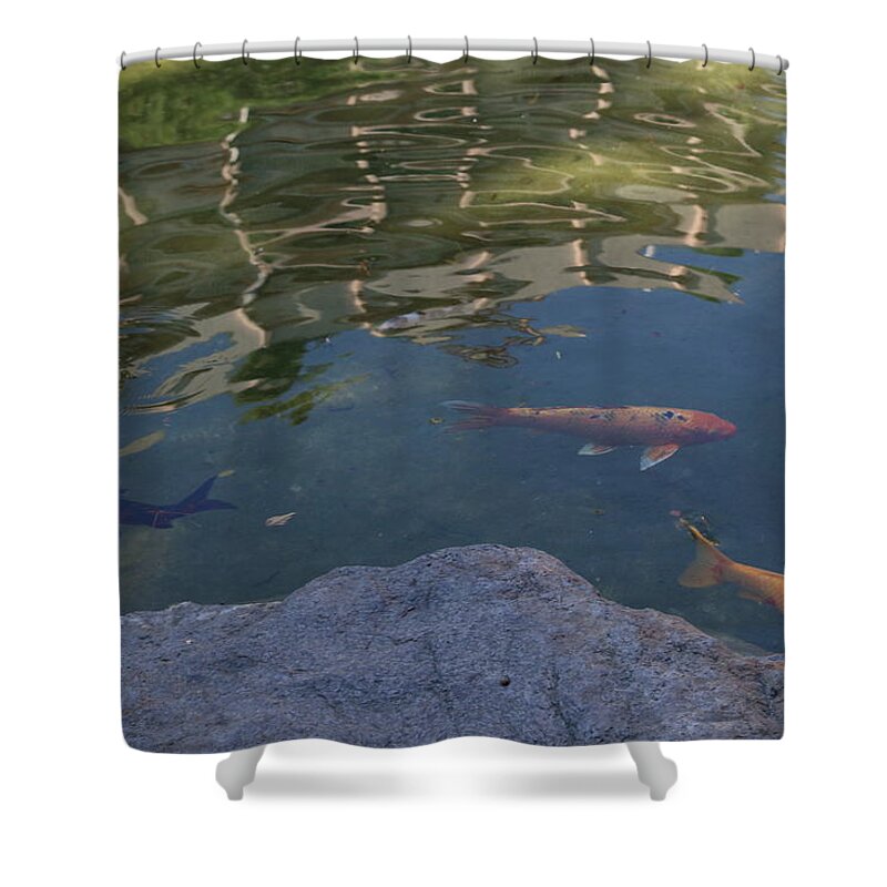 Koi Shower Curtain featuring the photograph Monte Carlo Japanese Garden by Laura Davis