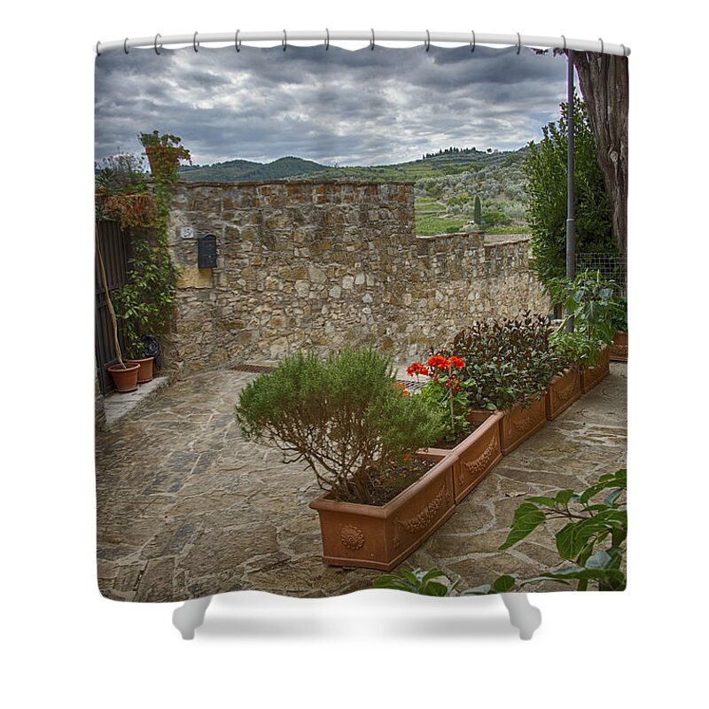 Hill Town Shower Curtain featuring the photograph Montefioralle Tuscany 4 by Kathy Adams Clark