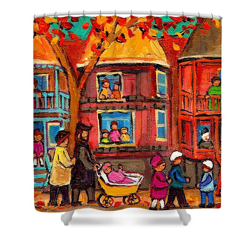 Montreal Shower Curtain featuring the painting Montreal Early Autumn by Carole Spandau