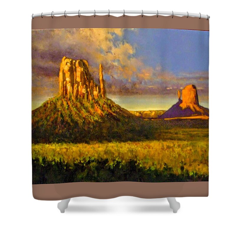  Shower Curtain featuring the painting Monument Passage by Jessica Anne Thomas