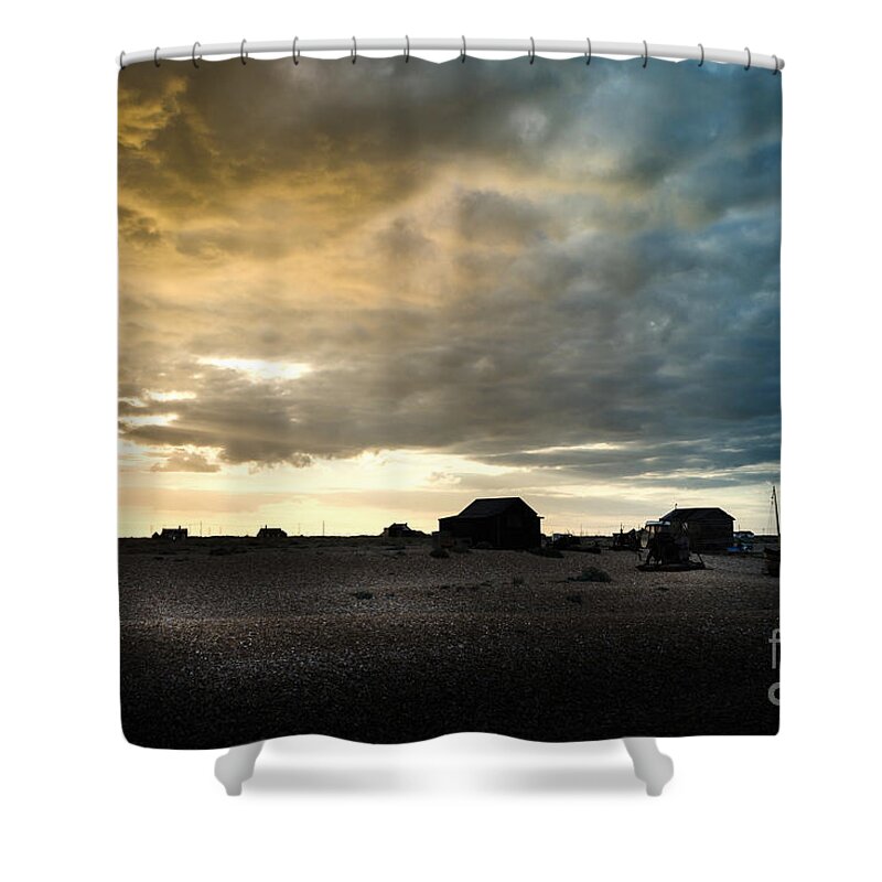 Beach Shower Curtain featuring the photograph Moody Sky, Dungeness Beach by Perry Rodriguez