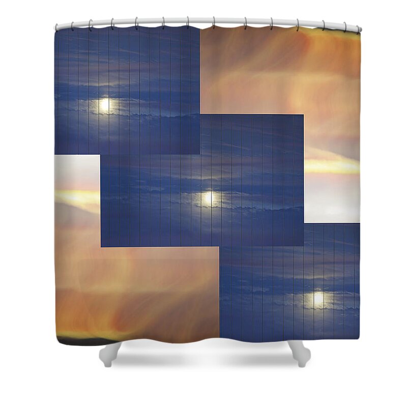 Design Shower Curtain featuring the photograph Moon Clouds Sunset 2 by SC Heffner