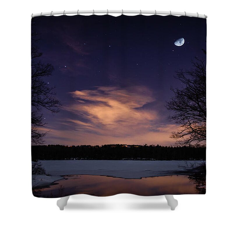 Moon Shower Curtain featuring the photograph Moon Lake by Robert McKay Jones