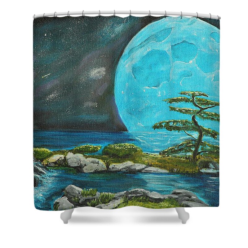 Blue Moon Shower Curtain featuring the painting Moon Light Dreams by David Bigelow