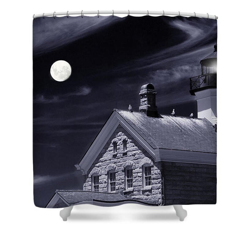 Lighthouse Shower Curtain featuring the photograph Moon Light by Robin-Lee Vieira
