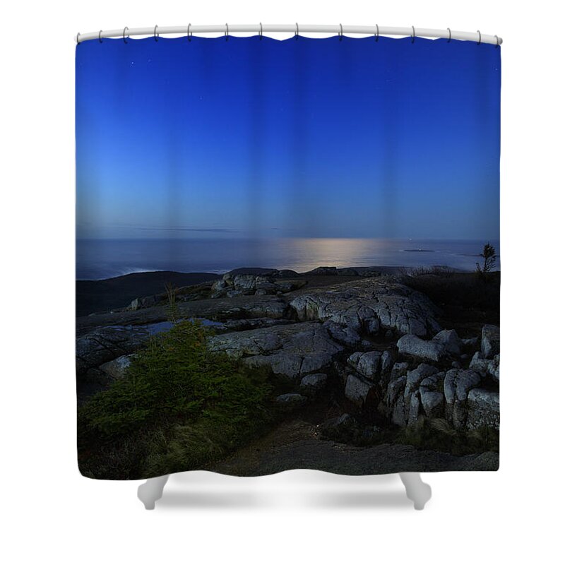 Acadia Shower Curtain featuring the photograph Moon Over Cadillac by Rick Berk