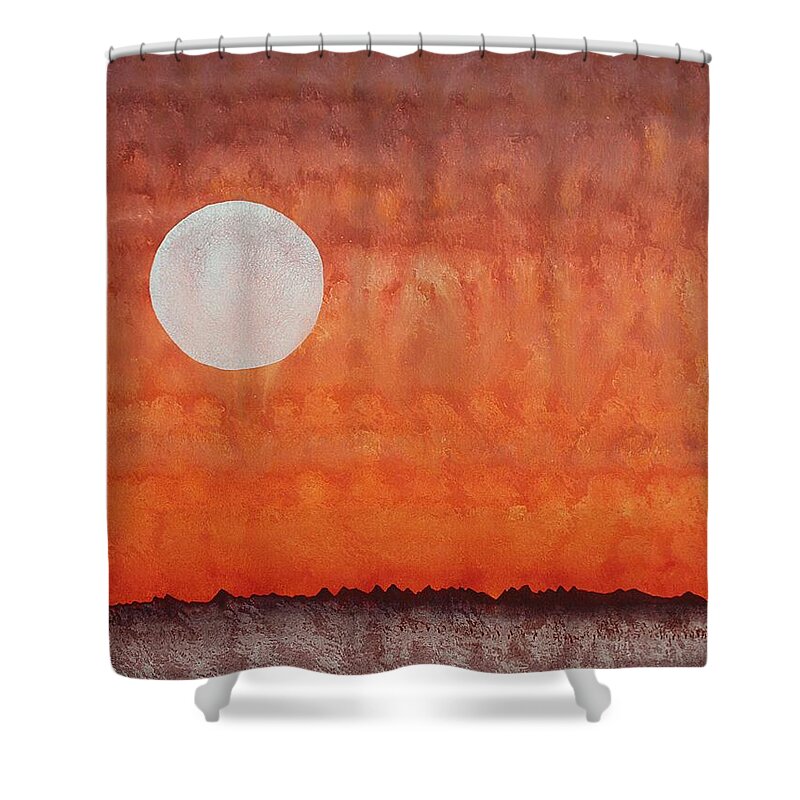 Mojave Shower Curtain featuring the painting Moon over Mojave by Sol Luckman