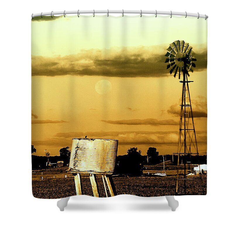 Landscape Shower Curtain featuring the photograph Moon Over Troubled Waters by Holly Kempe