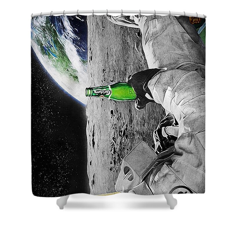 Space Shower Curtain featuring the digital art Moon Rockin by Canvas Cultures
