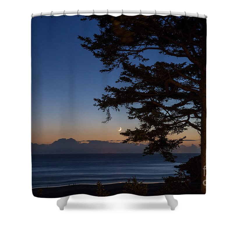 Oregon Shower Curtain featuring the photograph Moonlight at the beach by Paul Quinn