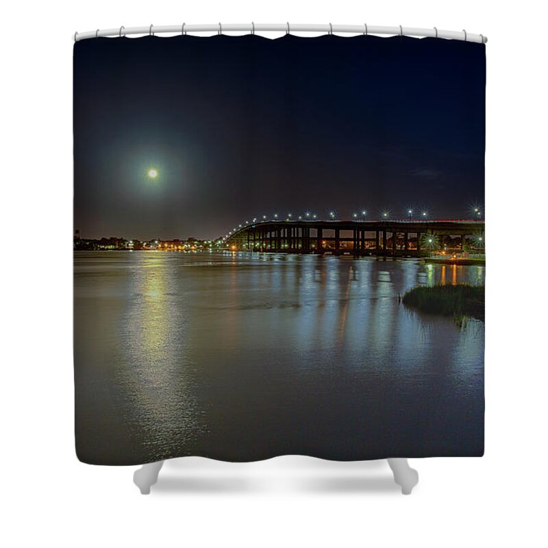 Bridge Shower Curtain featuring the photograph Moonrise by Dillon Kalkhurst