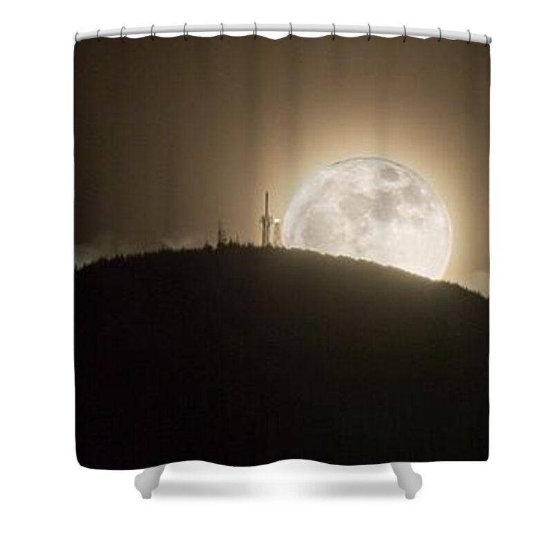 Moon Shower Curtain featuring the photograph Moonrise over Burke by Tim Kirchoff