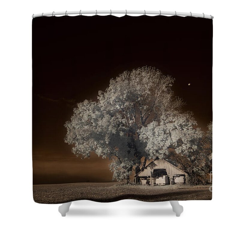 Moonrise Over The Bottoms Shower Curtain featuring the digital art Moonrise Over the Bottoms, October by William Fields