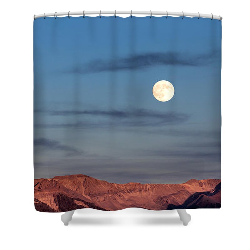 Moon Shower Curtain featuring the photograph Moonrise With Afterglow by Denise Bush