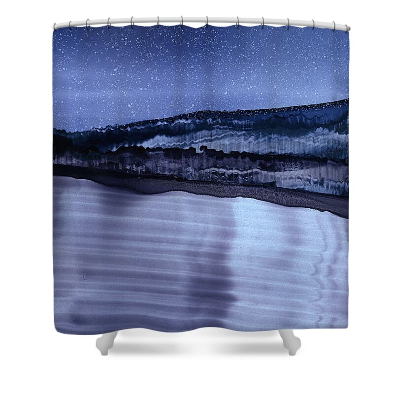 Alcohol Ink Shower Curtain featuring the painting Moonshine by Eli Tynan