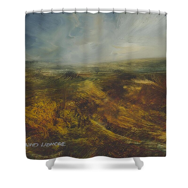 Moorland Shower Curtain featuring the painting Moorland 71 by David Ladmore