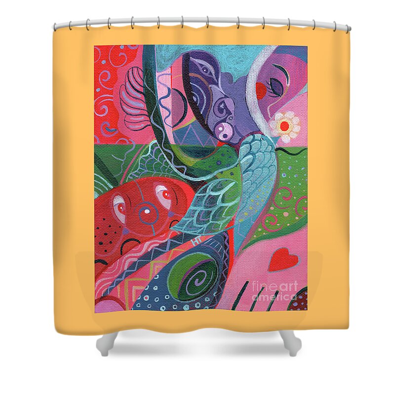 Love Shower Curtain featuring the painting More Love by Helena Tiainen