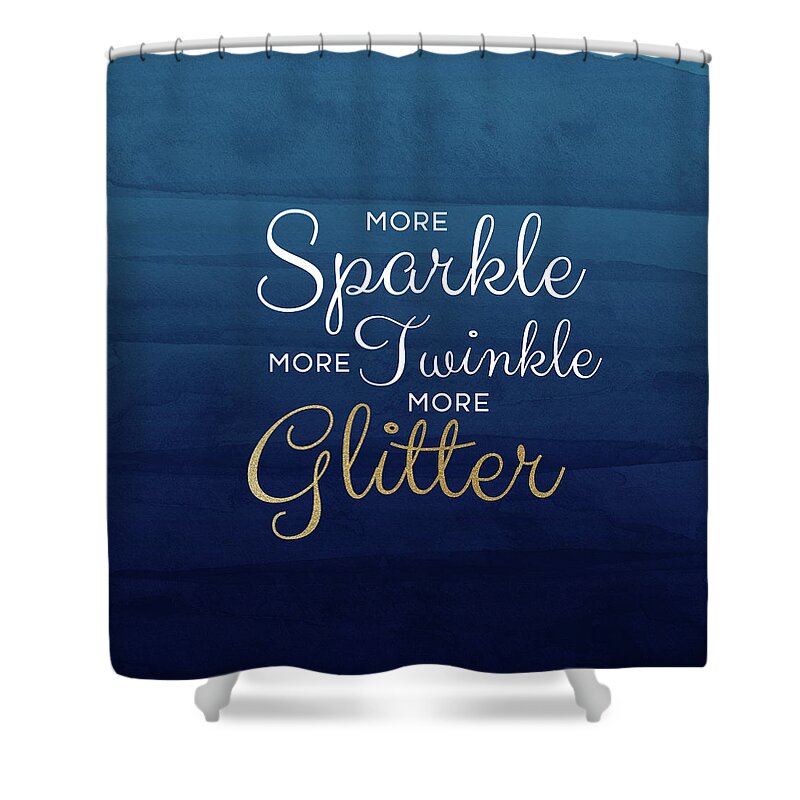 Sparkle Shower Curtain featuring the mixed media More Sparkle Blue- Art by Linda Woods by Linda Woods