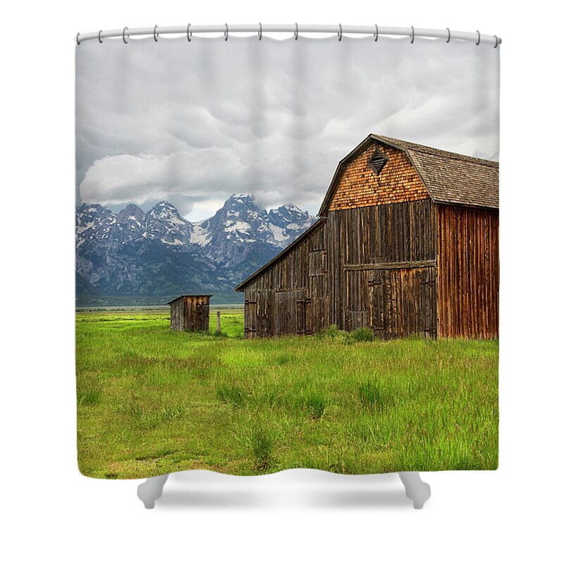 Tetons Shower Curtain featuring the photograph Mormon Row Barn by Nancy Dunivin