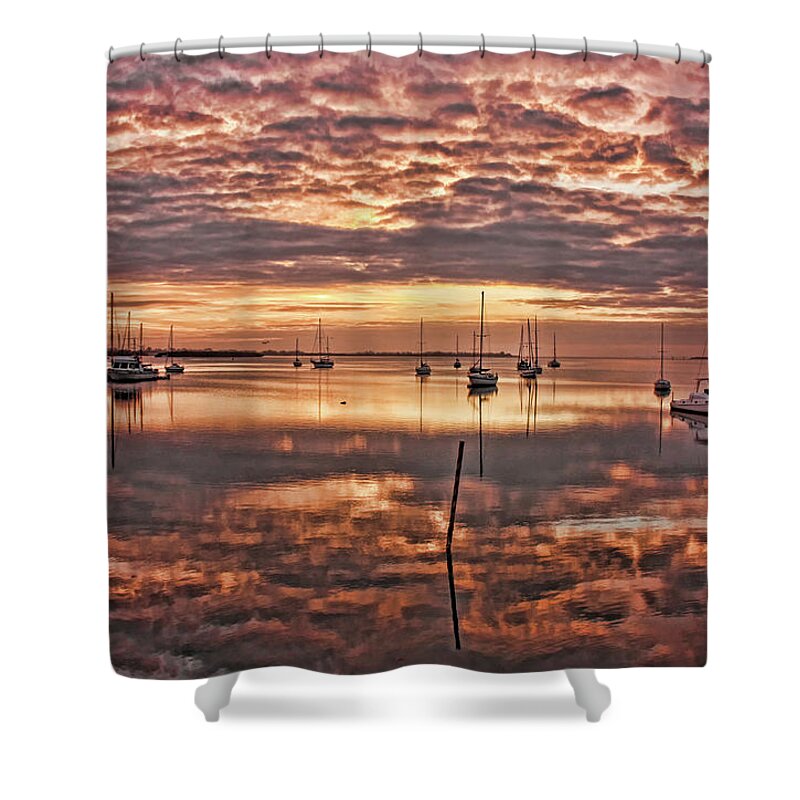 Seascape Shower Curtain featuring the photograph Morning Anchor by HH Photography of Florida