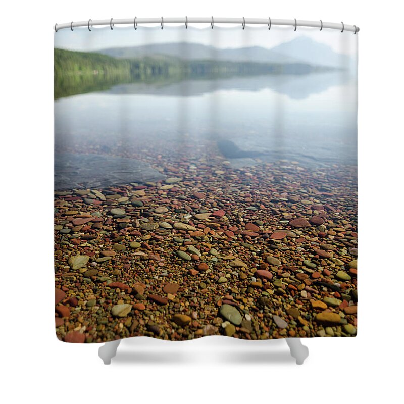 Glacier Shower Curtain featuring the photograph Morning at Lake McDonald by Margaret Pitcher