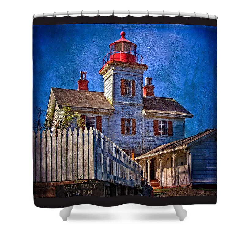Hdr Shower Curtain featuring the photograph Morning At The Yaquina Bay Lighthouse by Thom Zehrfeld