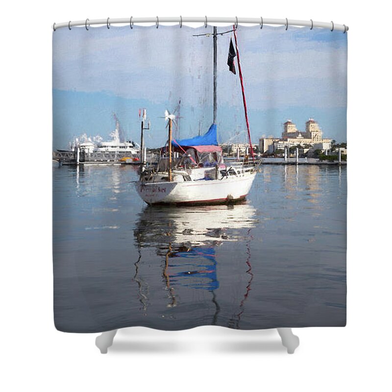 Boats Shower Curtain featuring the photograph Morning Float in Oil Painting by Debra and Dave Vanderlaan