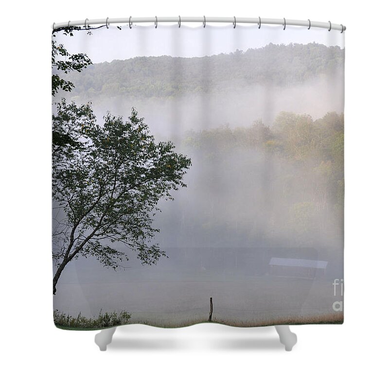 Morning Shower Curtain featuring the photograph Morning Fog by Wanda-Lynn Searles