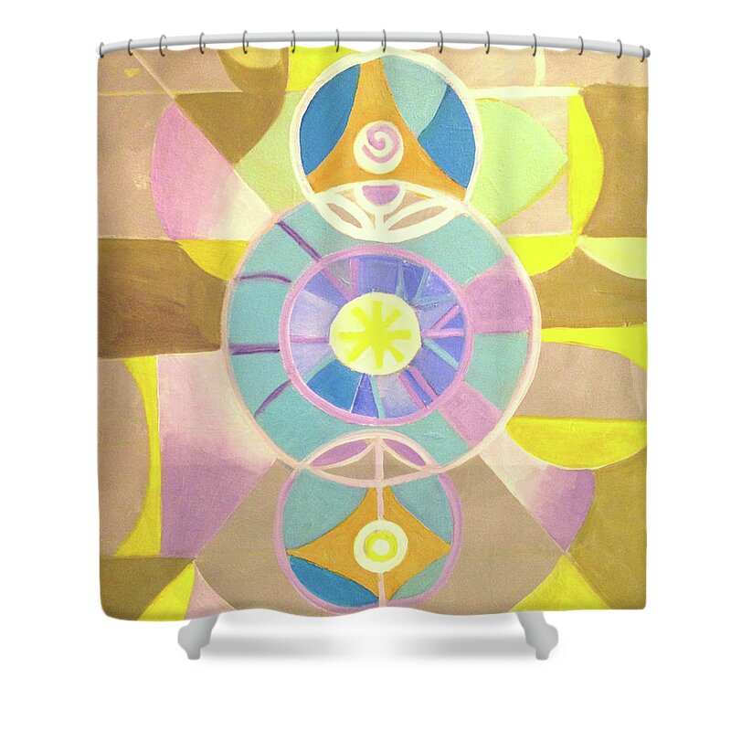 Morning Glory Shower Curtain featuring the painting Morning Glory Geometrica by Suzanne Giuriati Cerny