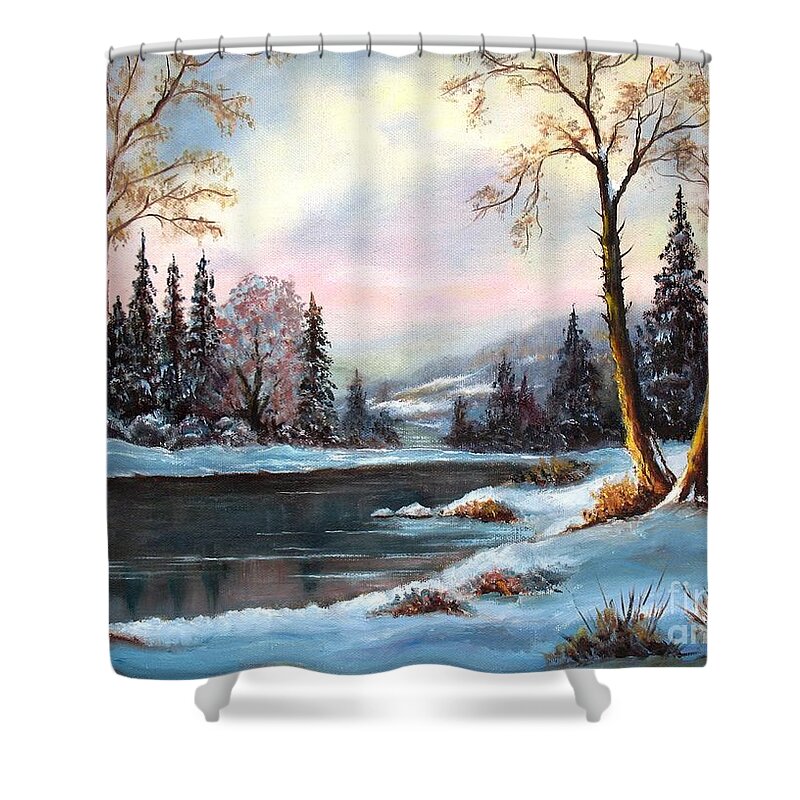 Winter Landscape Shower Curtain featuring the painting Morning Glory by Hazel Holland