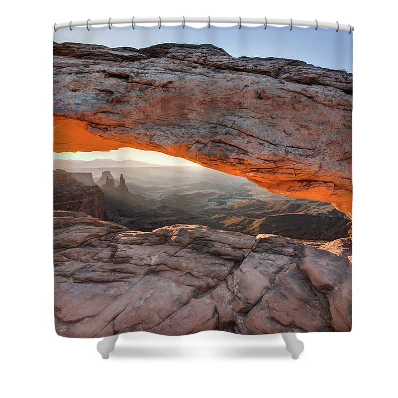 America Shower Curtain featuring the photograph Morning Glory - Mesa Arch - Canyonlands National Park by Gregory Ballos