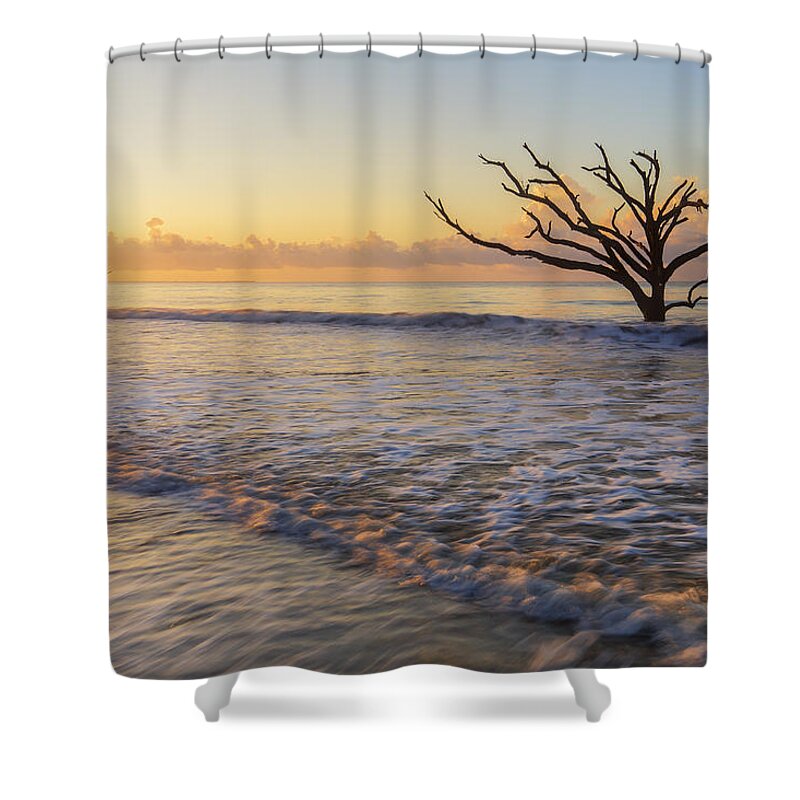 South Carolina Shower Curtain featuring the photograph Morning glow at Botany Bay beach by Stefan Mazzola