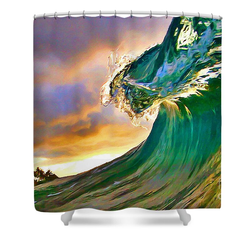 Ocean Shower Curtain featuring the painting Morning Glow by Paul Topp