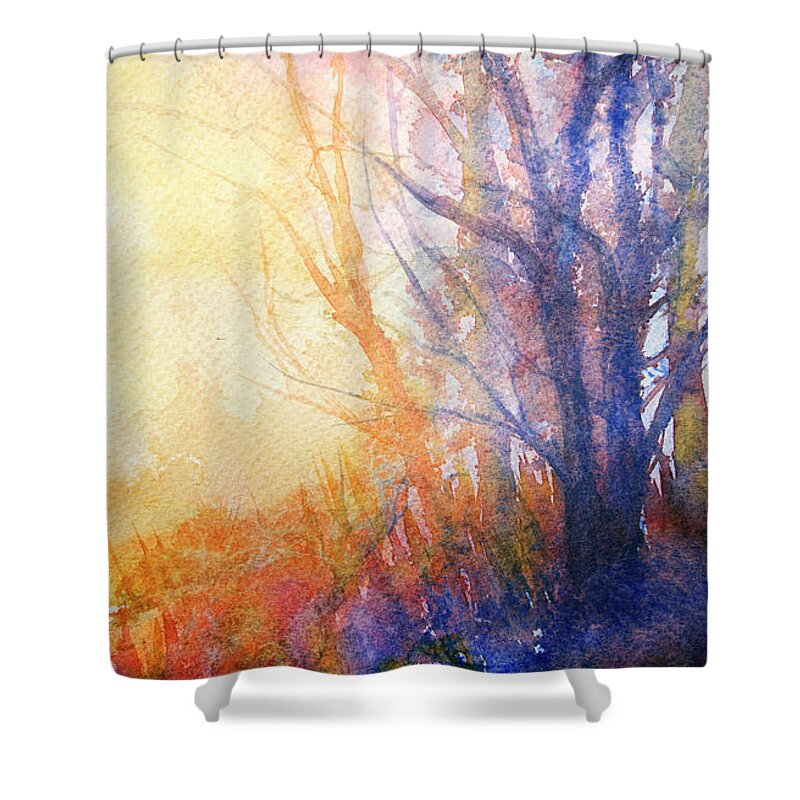 Morning Shower Curtain featuring the painting Morning Glow by Rebecca Davis