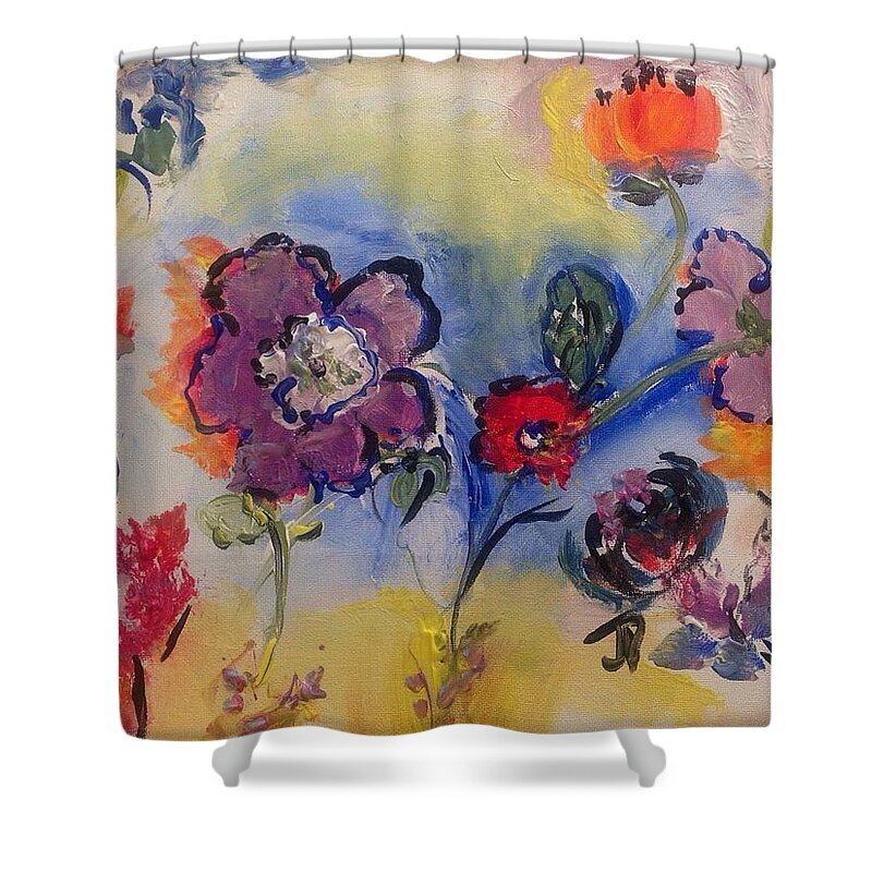 Glory Shower Curtain featuring the painting Morning in it's glory by Judith Desrosiers