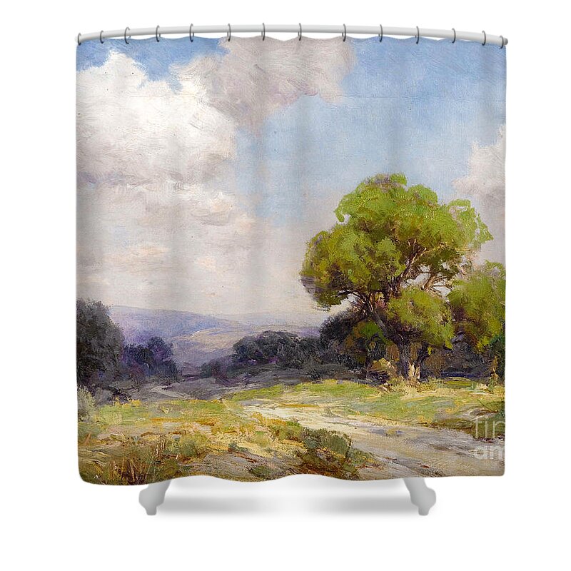 Morning In The Hills Southwest Texas - Robert Julian Onderdonk Shower Curtain featuring the painting Morning in the Hills Southwest Texas by MotionAge Designs