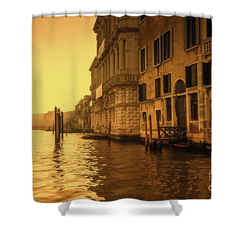 Morning In Venice Sepia By Marina Usmanskaya Shower Curtain featuring the photograph Morning in Venice sepia by Marina Usmanskaya