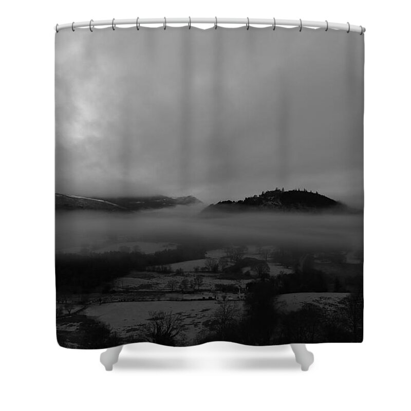 Nature Shower Curtain featuring the photograph Morning mist black and white by Lukasz Ryszka