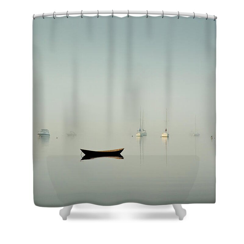 Atmosphere Shower Curtain featuring the photograph Morning Mist Bristol Harbor by David Gordon