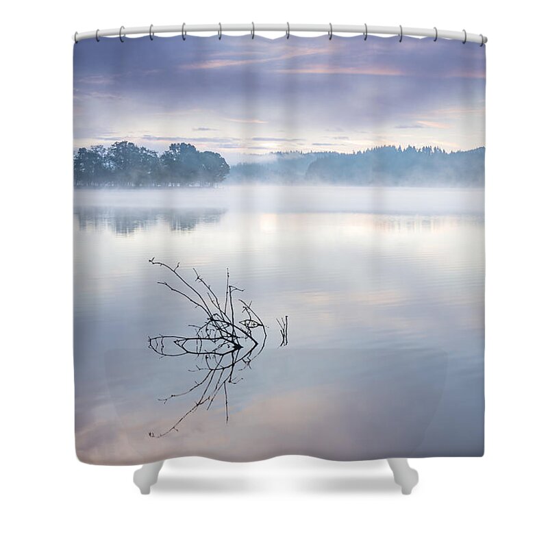 Aberfoyle Shower Curtain featuring the photograph Morning Mist Loch Ard by Janet Burdon