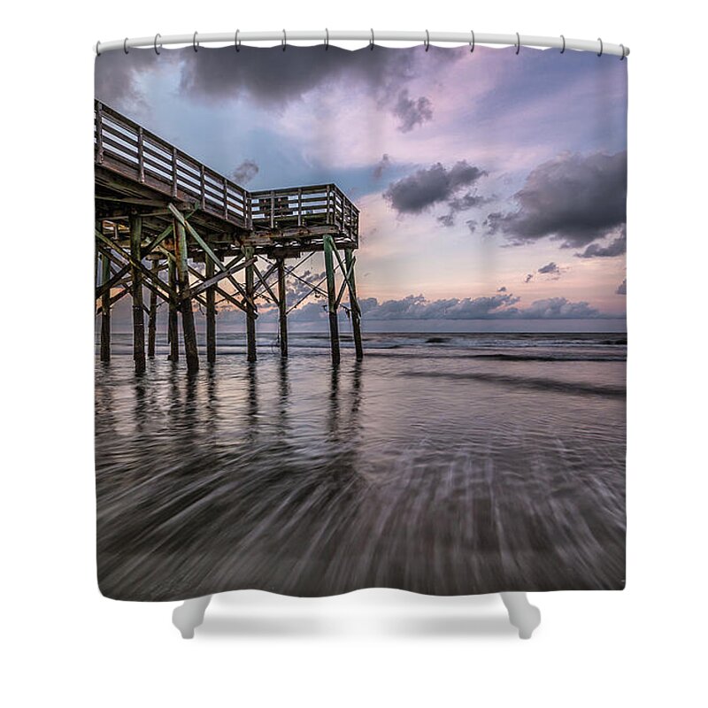 Isle Of Palms Shower Curtain featuring the photograph Morning Rush Isle of Palms by Donnie Whitaker