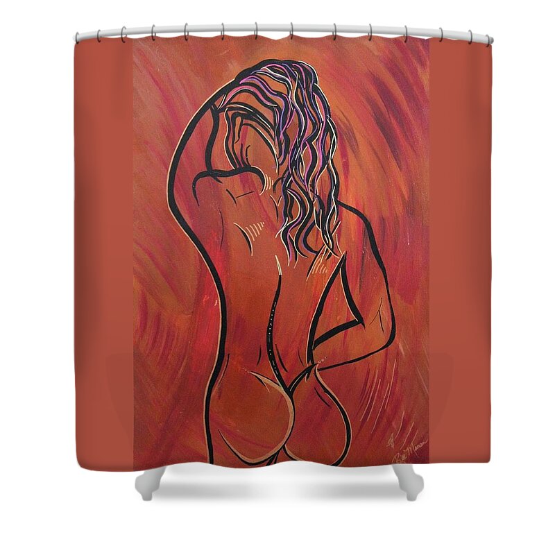 Nude Paintings Shower Curtain featuring the painting Morning Shower by Bill Manson