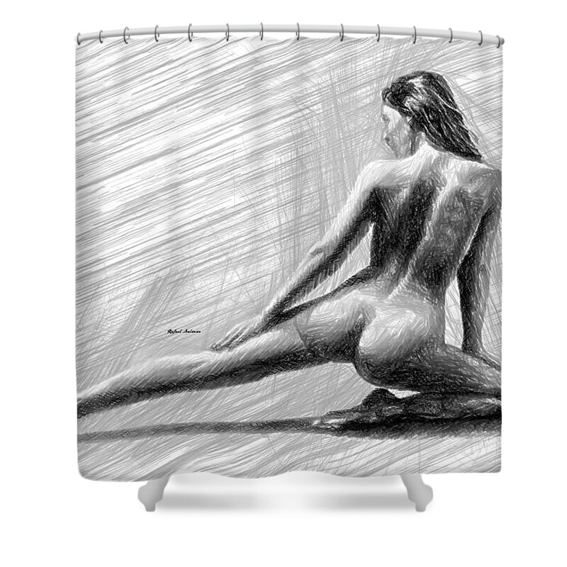 Art Shower Curtain featuring the digital art Morning Stretch by Rafael Salazar