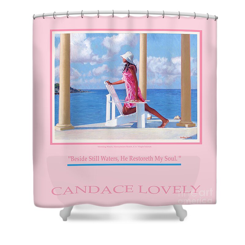 Black Woman Shower Curtain featuring the painting Morning Watch Poster by Candace Lovely