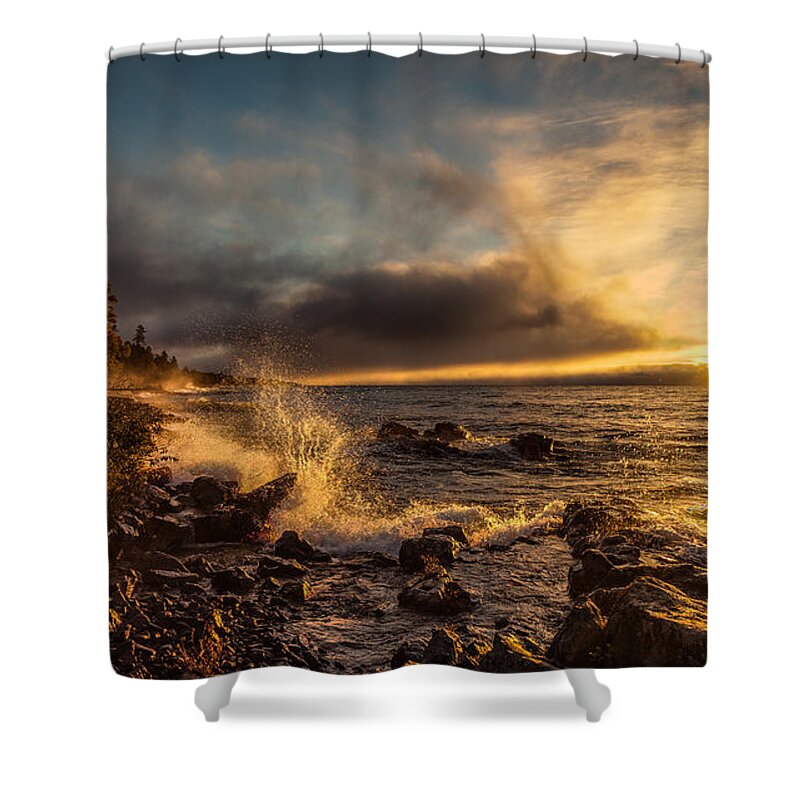 Lake Shower Curtain featuring the photograph Morning Waves by Rikk Flohr