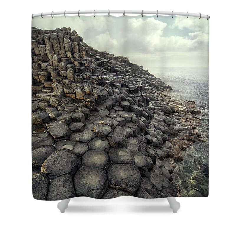 Giant Causeway Shower Curtain featuring the photograph Morning with Giants by Jaroslaw Blaminsky